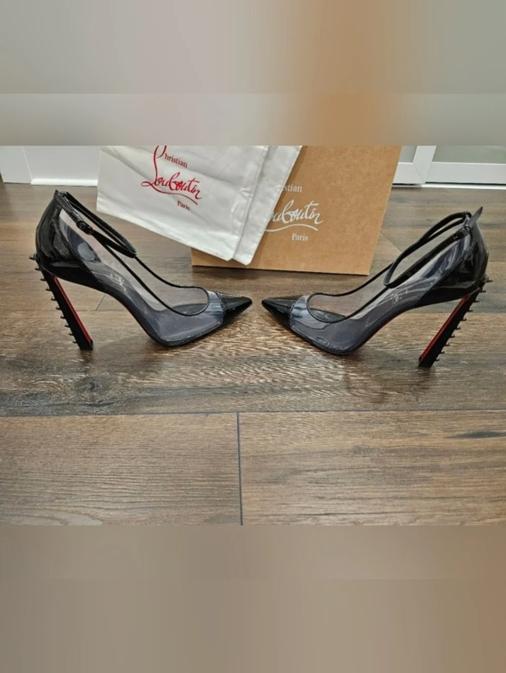 CHRISTIAN LOUBOUTIN Debout Condora 100 PVC Patent Pumps 40 NWT Black - Picture 7 of 12